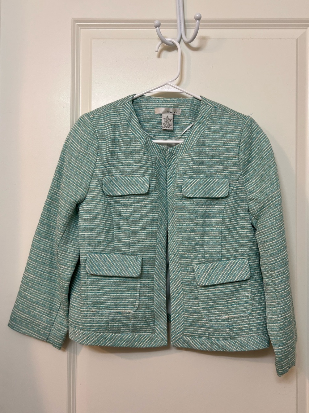 WD.NY Vintage Striped Tweed Blazer in Blue/Teal